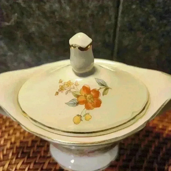 Edwin M. Knowles China Co. SEMI VITREOUS 43-8 Made in U.S.A. Floral Sugar Bowl - Picture 2 of 9